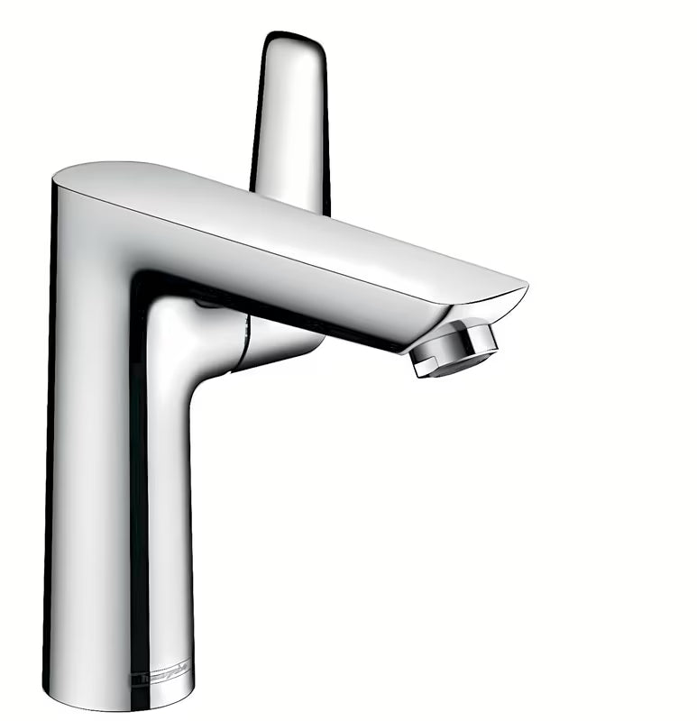 Kromirana jednoručna baterija miješalica za umivaonik Hansgrohe Talis E 150 bez odvoda s tehnologijama EcoSmart i AirPower.