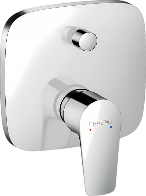 Podžbukna tuš i miješalica za kadu Hansgrohe Talis E u krom izvedbi s ručicom za upravljanje.