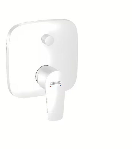 Podžbukna jednoručna baterija tuš i miješalica za kadu hansgrohe Talis E u mat bijeloj boji s preklopnikom.