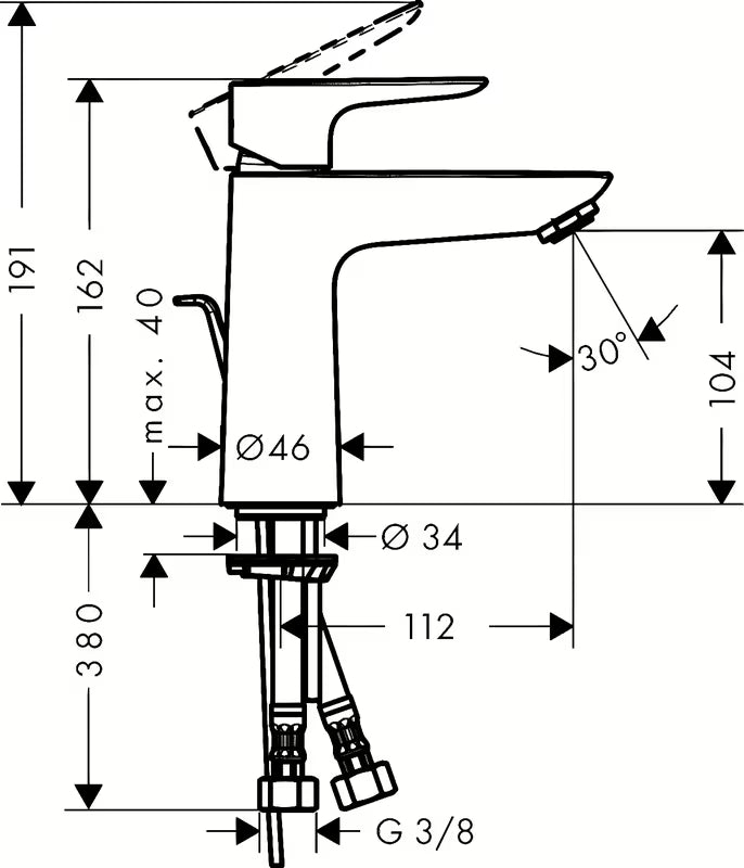 Kromirana umivaonička jednoručna baterija slavina Hansgrohe Talis E 110 s odvodom i poteznom šipkom