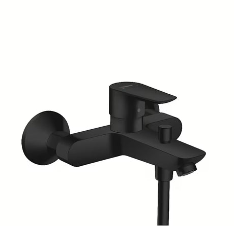 Hansgrohe Talis E zidna jednoručna baterija miješalica za kadu u mat crnoj boji s preklopnikom za tuš