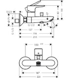 Hansgrohe Talis E zidna jednoručna baterija miješalica za kadu u krom izvedbi s izljevom u kade i preusmjerivačem na tuš