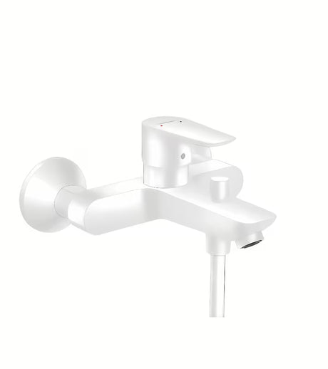 Hansgrohe Talis E zidna miješalica za kadu u mat bijeloj boji s ručicom i preusmjerivačem na tuš