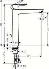 Hansgrohe Talis E visoka jednoručna baterija miješalica za umivaonik u kromu s odvodom i visokim izljevom
