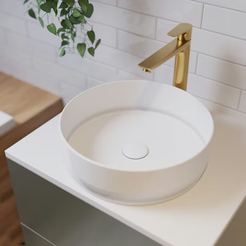 Visoka miješalica za Umivaonik Hansgrohe Talis E u završnoj obradi Cool Sunrise u izgledu poliranog zlata s odvodom