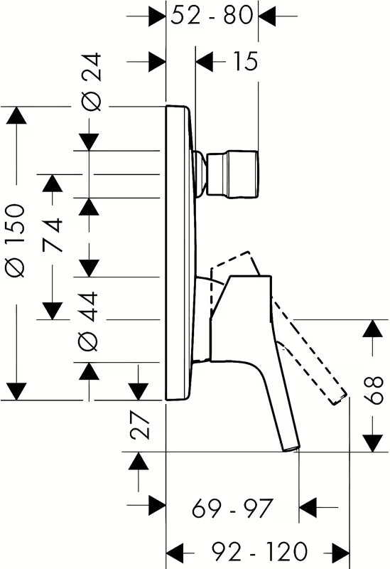 Hansgrohe Talis S podžbukna jednoručna baterija tuš i miješalica za kadu u krom izvedbi