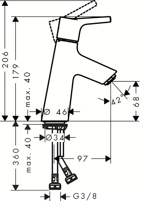Kromirana jednoručna baterija miješalica za umivaonik Hansgrohe Talis S bez odvoda