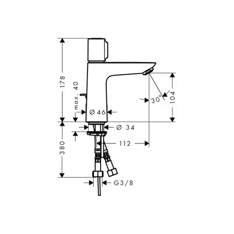 Kromirana miješalica za umivaonik Hansgrohe Talis Select E s tipkom Select i ispusnim ventilom s poteznom šipkom
