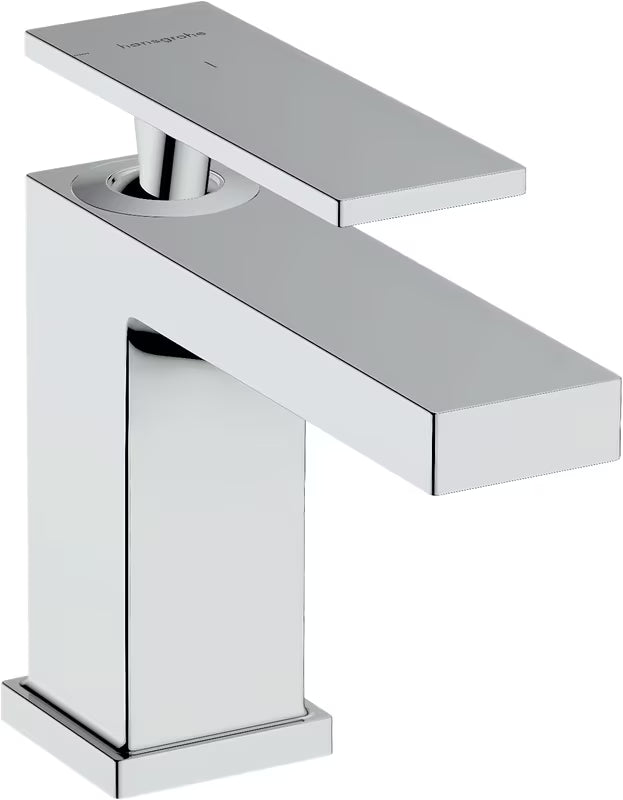 Kromirana jednoručna baterija miješalica za umivaonik Hansgrohe Tecturis E s tehnologijom CoolStart i širokim mlazom WaterfallStream.
