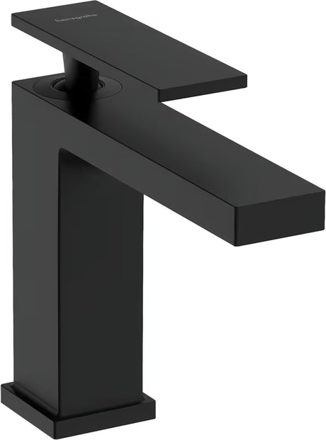 Umivaonička jednoručna baterija slavina hansgrohe Tecturis E 110 u mat crnoj boji s odvodom i širokim mlazom WaterfallStream.