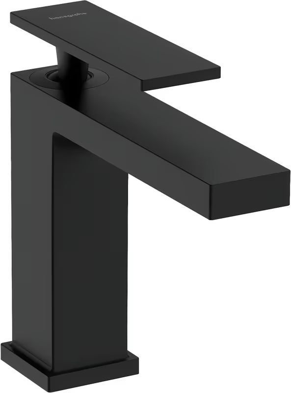 Umivaonička jednoručna baterija slavina hansgrohe Tecturis E 110 u mat crnoj boji s tehnologijom EcoSmart+ i širokim mlazom WaterfallStream.