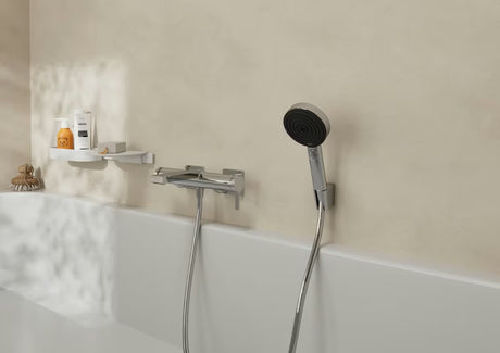 Zidna jednoručna baterija miješalica za kadu Hansgrohe Tecturis E u krom izvedbi s tipkom Select