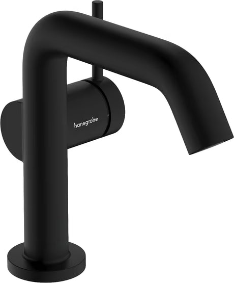 Mat crna jednoručna baterija miješalica za umivaonik Hansgrohe Tecturis S bočnom ručicom i tehnologijom CoolStart