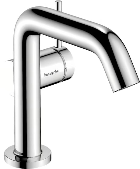 Kromirana jednoručna baterija miješalica za umivaonik Hansgrohe Tecturis S bočnom ručicom i odvodnim setom s poteznom polugom.