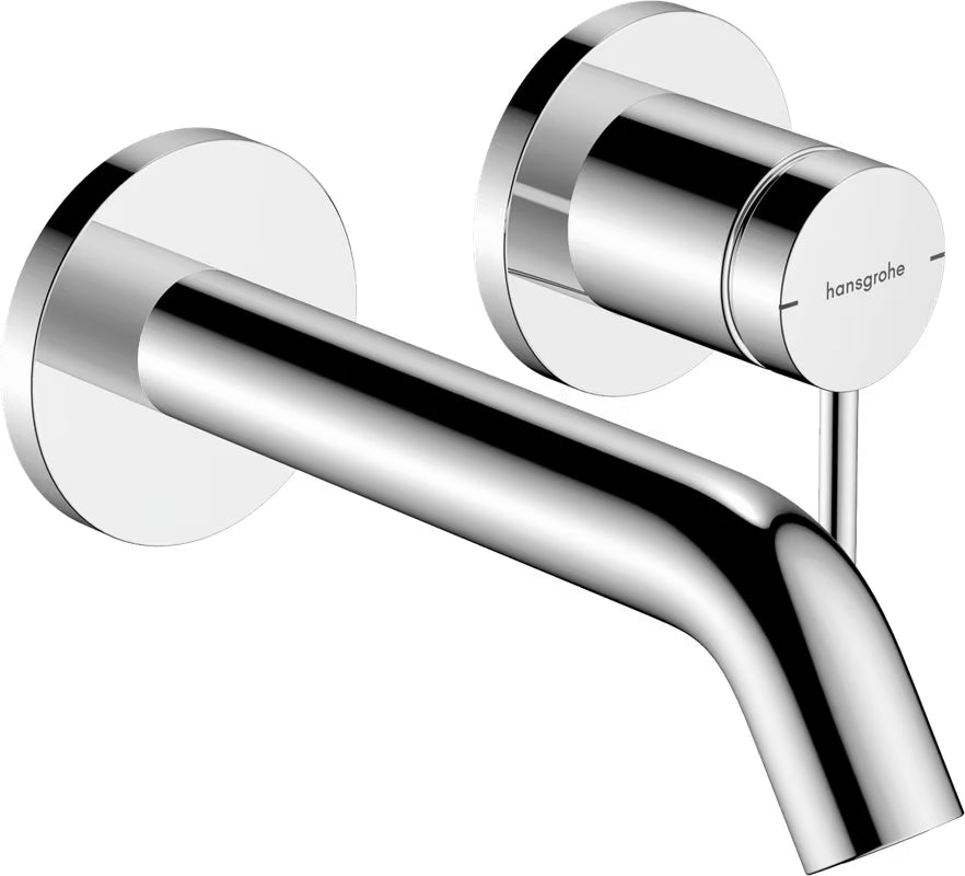 Podžbukna miješalica za umivaonik Hansgrohe Tecturis S u krom izvedbi pro za zidnu montažu.