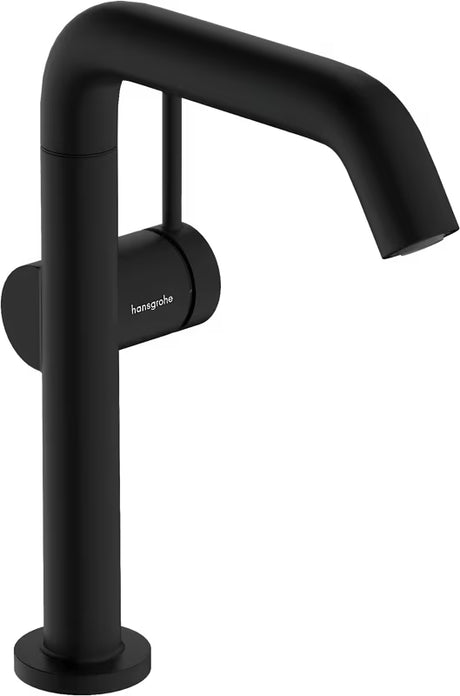 Mat crna jednoručna baterija miješalica za umivaonik hansgrohe Tecturis S sa zakretnim izljevom i tehnologijom CoolStart
