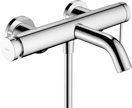 Kromirana jednoručna baterija zidna miješalica za kadu hansgrohe Tecturis S tipkom Select.