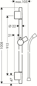 Kromirani tuš šipka Hansgrohe Unica S Puro 0,90 m s tuš crijevom Isiflex 1,60 m.