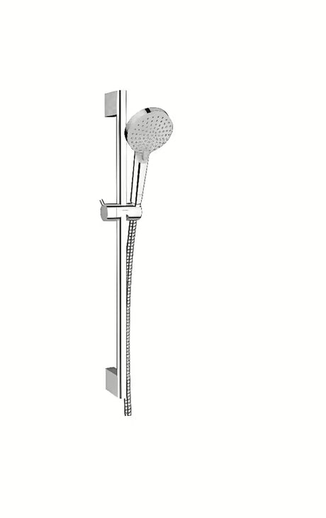 Tuš set Hansgrohe Vernis Blend u krom izvedbi s ručnim tušem, tuš šipkom i crijevom pro zidna montaža.