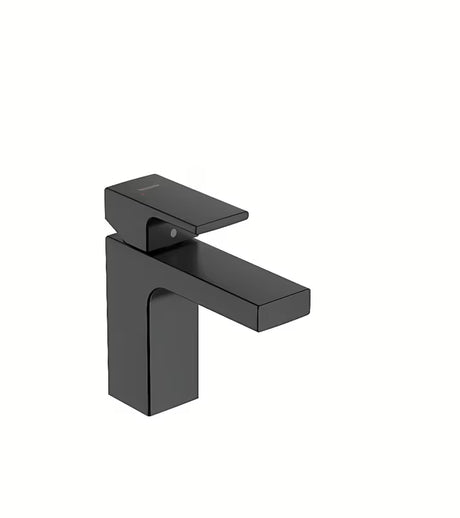 Crna mat umivaonička jednoručna baterija slavina hansgrohe Vernis Shape s odvodom i podizačem