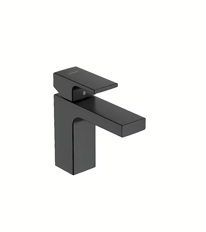 jednoručna baterija slavina za umivaonik hansgrohe Vernis Shape 100 u crnoj mat izvedbi za moderan umivaonik.