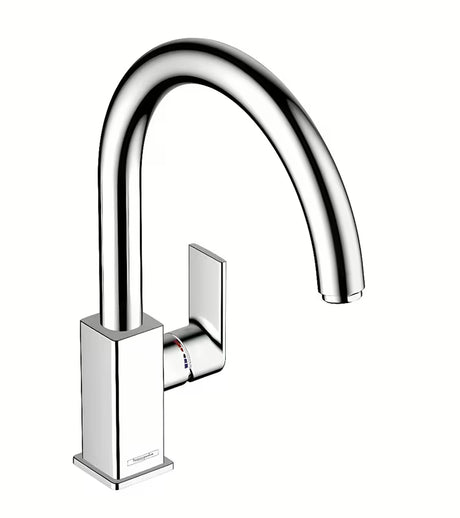 Kromirana jednoručna baterija miješalica za sudoper hansgrohe Vernis Shape M35 s visokim zakretnim izljevom