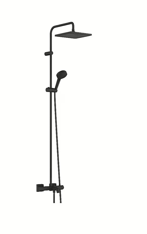 Hansgrohe Vernis Shape tuš sustav s termostatom za kadu u mat crnoj boji s nadglavnim tušem 240 mm