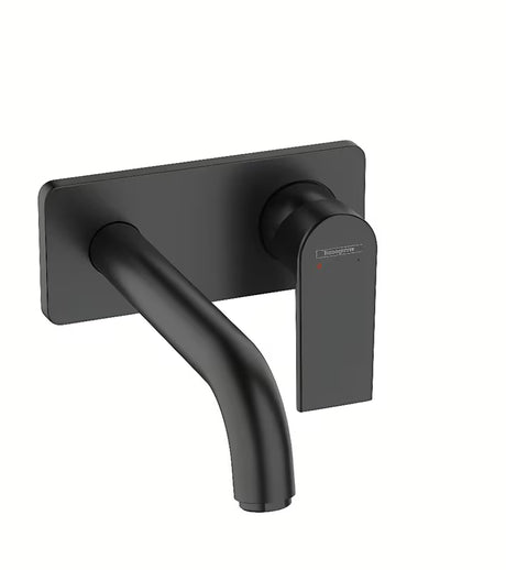 Podžbukna umivaonička jednoručna baterija slavina hansgrohe Vernis Shape u mat crnoj boji pro za zidnu montažu.