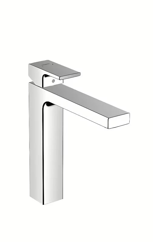 Visoka jednoručna baterija miješalica za umivaonik Hansgrohe Vernis Shape u krom izvedbi s odvodom i poteznom šipkom