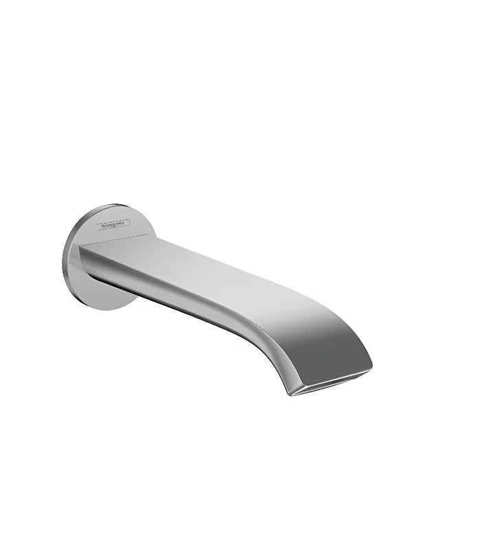 Zidni izljev za kadu Hansgrohe Vivenis u krom izvedbi s ekstra širokim mlazom WaterfallStream.