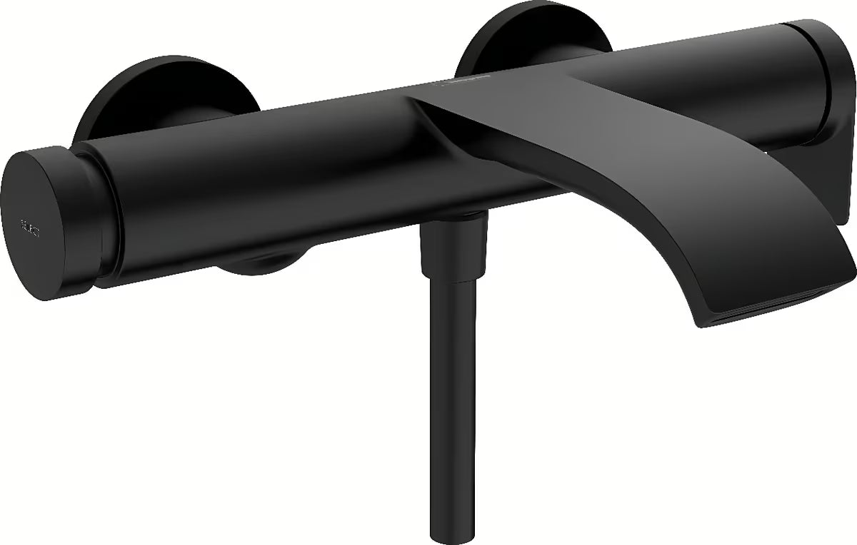 Zidna jednoručna baterija miješalica za kadu hansgrohe Vivenis u mat crnoj izvedbi s tipkom Select
