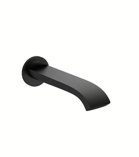 Zidni izljev za kadu hansgrohe Vivenis u mat crnoj boji s ekstra širokim mlazom WaterfallStream.