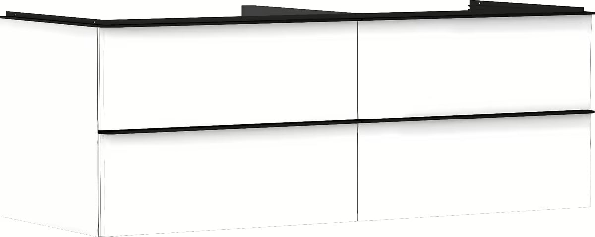 Ormarić za umivaonik u visokom sjaju bijele boje Hansgrohe Xelu Q s četiri ladice i ručkom