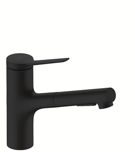 Hansgrohe Zesis miješalica za sudoper u mat crnoj s izvlačivim tušem i prebacivanjem dvaju mlazova