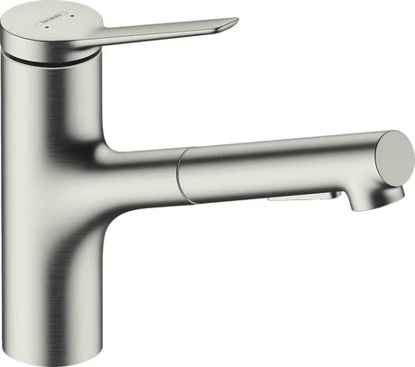 Miješalica za Sudoper Hansgrohe Zesis M33 u izgledu nehrđajućeg čelika s metalnim izvlačivim tušem i zakretnim izljevom