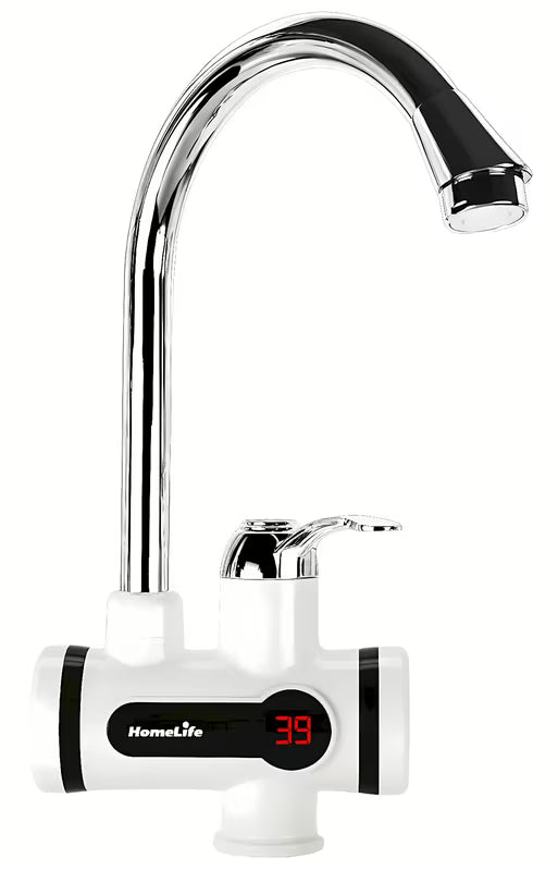 Homelife Digiterm kromirana miješalica za sudoper s električnim protočnim grijačem i LED zaslonom temperature