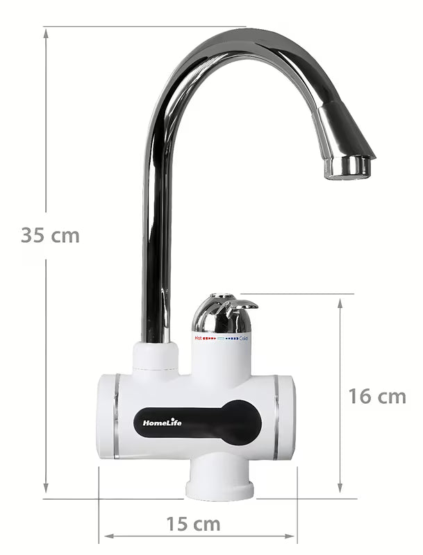 Homelife Digiterm kromirana miješalica za sudoper s električnim protočnim grijačem i LED zaslonom temperature