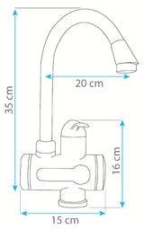 Homelife Digiterm kromirana miješalica za sudoper s električnim protočnim grijačem i LED zaslonom temperature