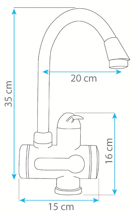 Homelife Digiterm kromirana miješalica za sudoper s električnim protočnim grijačem i LED zaslonom temperature