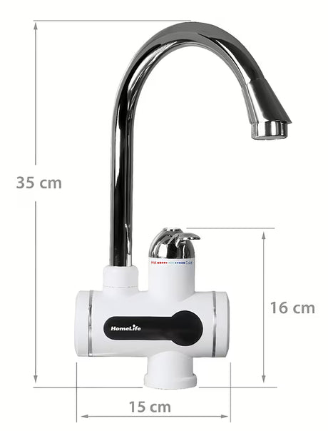 Homelife Digiterm kromirana miješalica za sudoper s električnim protočnim grijačem i LED zaslonom temperature