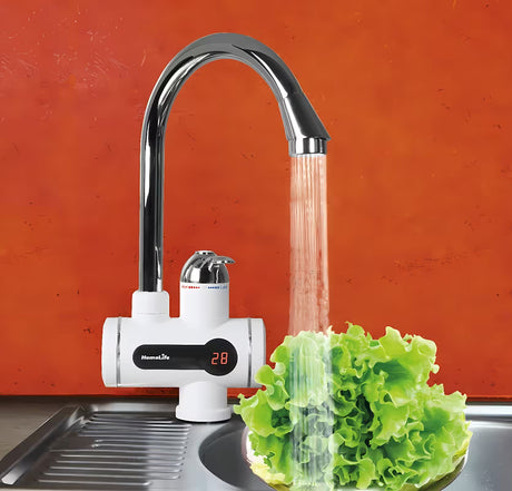 Homelife Digiterm kromirana miješalica za sudoper s električnim protočnim grijačem i LED zaslonom temperature