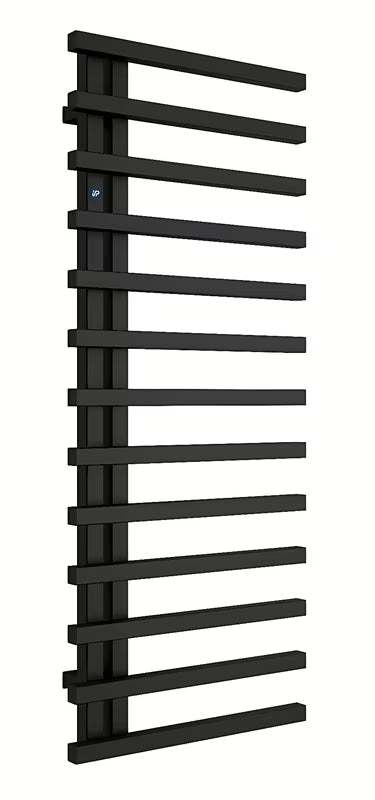 Kombinirani kupaonski radijator Hopa Darvel 123x50 cm u crnoj mat boji s rebrastim dizajnom.