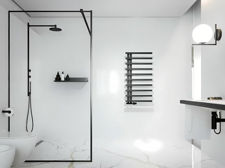 Sjajno bijeli kombinirani kupaonski radijator Hopa Darvel 173x60 cm s rebrastim dizajnom