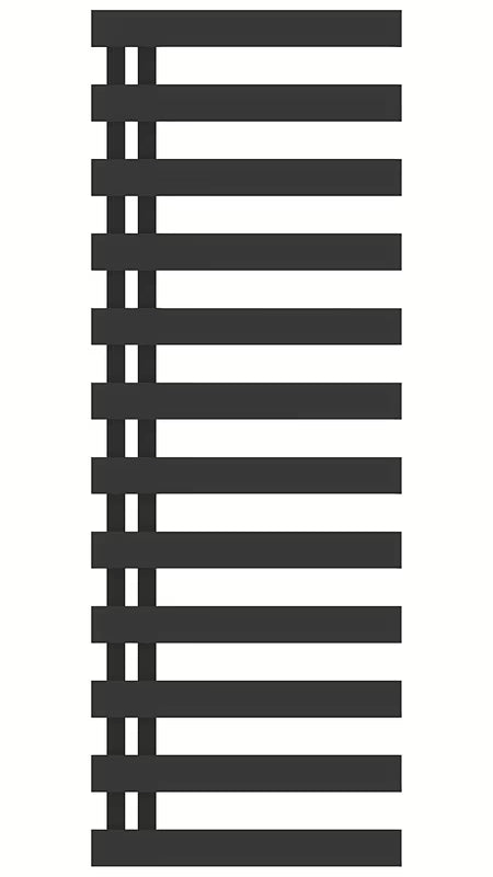 Kombinirani kupaonski radijator Hopa Edinburgh 50x138 cm u crnoj mat boji s rebrastim dizajnom.