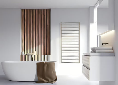 Kombinirani kupaonski radijator Hopa Piko EDINBURG u boji gold, 43x132,9 cm, rebrasti dizajn.