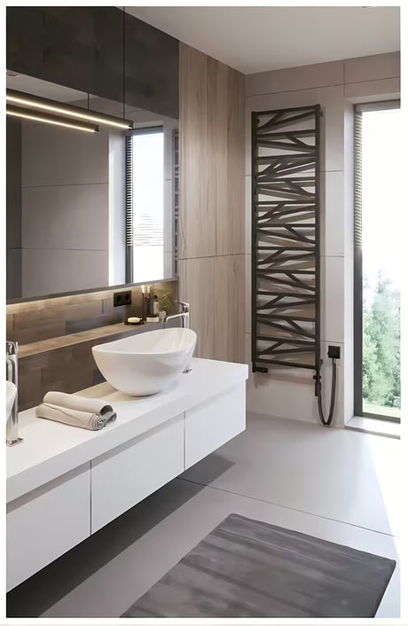 Kombinirani kupaonski radijator Hopa Trick 53x151,7 cm u crnoj mat boji.