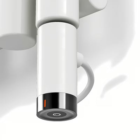 Bijeli sjajni grijač za radijator House Level One pro za grijanje i sušenje ručnika s elektroničkom regulacijom.