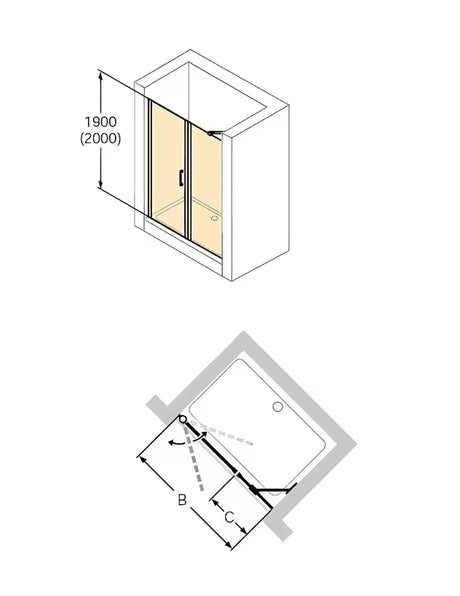Tuš vrata Hüppe Classics 2 za nišu 120x200 cm s prozirnim sigurnosnim staklom i kromiranim profilima.