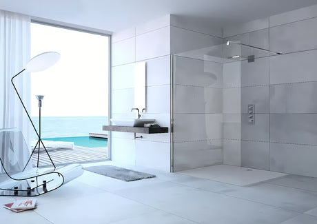 Tuš stijena Walk-In Hüppe Design pure 90 cm, sjajni krom, prozirno staklo