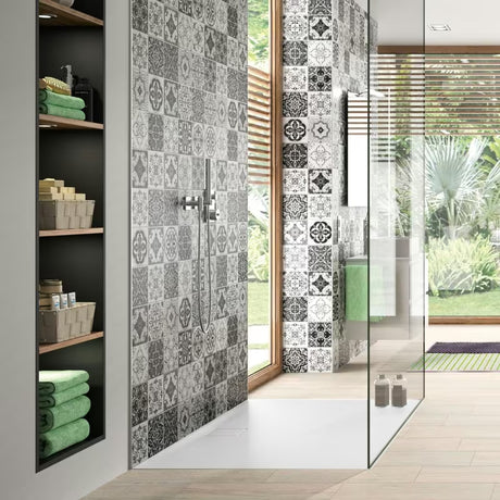 Bijela mat pravokutna tuš kada Hüppe easyflat 180x90 cm od lijevanog mramora s niskim profilom